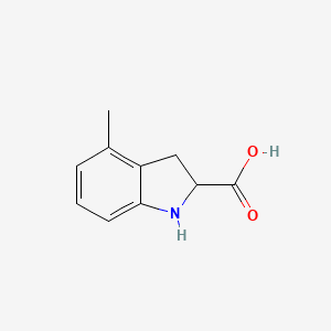 molecular formula C10H11NO2 B3237469 4-Methyl-2,3-dihydro-1H-indole-2-carboxylic acid CAS No. 1390998-90-9