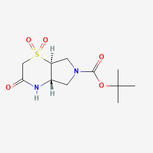 molecular formula C11H18N2O5S B3237569 Cis-Tert-Butyl 3-Oxohexahydropyrrolo[3,4-B][1,4]Thiazine-6(2H)-Carboxylate 1,1-Dioxide CAS No. 1391733-76-8