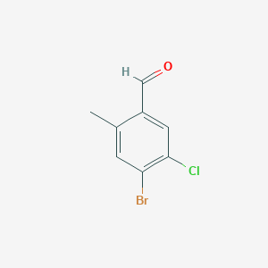 molecular formula C8H6BrClO B3237762 4-Bromo-5-chloro-2-methylbenzaldehyde CAS No. 1394291-50-9