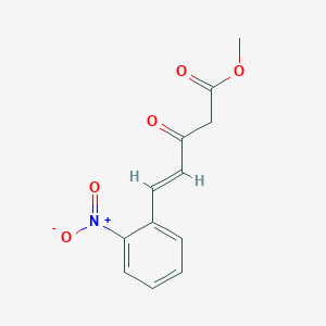 molecular formula C12H11NO5 B3237787 2'-Nitrobenzylideneacetoacetic acid methyl ester CAS No. 139445-59-3