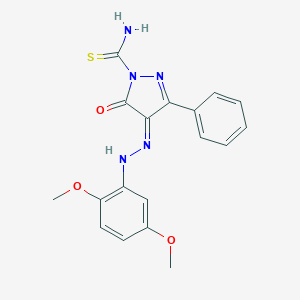(4Z)-4-[(2,5-dimethoxyphenyl)hydrazinylidene]-5-oxo-3-phenylpyrazole-1-carbothioamide