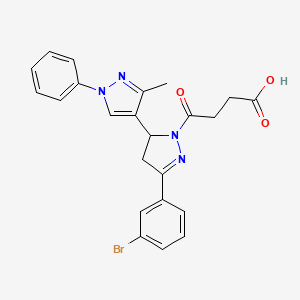 molecular formula C23H21BrN4O3 B3237794 4-[5-(3-bromophenyl)-3'-methyl-1'-phenyl-3,4-dihydro-1'H,2H-[3,4'-bipyrazole]-2-yl]-4-oxobutanoic acid CAS No. 1394701-46-2