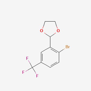 molecular formula C10H8BrF3O2 B3237803 2-(2-Bromo-5-(trifluoromethyl)phenyl)-1,3-dioxolane CAS No. 1394824-67-9