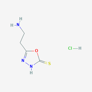 molecular formula C4H8ClN3OS B3237854 5-(2-Aminoethyl)-2,3-dihydro-1,3,4-oxadiazole-2-thione hydrochloride CAS No. 139601-75-5