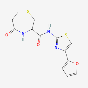 molecular formula C13H13N3O3S2 B3237872 N-(4-(furan-2-yl)thiazol-2-yl)-5-oxo-1,4-thiazepane-3-carboxamide CAS No. 1396554-77-0