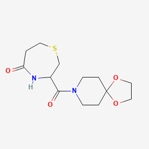 molecular formula C13H20N2O4S B3237876 3-(1,4-Dioxa-8-azaspiro[4.5]decane-8-carbonyl)-1,4-thiazepan-5-one CAS No. 1396578-48-5