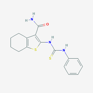 molecular formula C16H17N3OS2 B323788 2-[(Anilinocarbothioyl)amino]-4,5,6,7-tetrahydro-1-benzothiophene-3-carboxamide 