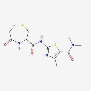molecular formula C13H18N4O3S2 B3237884 N-(5-(dimethylcarbamoyl)-4-methylthiazol-2-yl)-5-oxo-1,4-thiazepane-3-carboxamide CAS No. 1396626-14-4