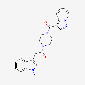 molecular formula C23H23N5O2 B3237886 2-(1-methyl-1H-indol-3-yl)-1-(4-(pyrazolo[1,5-a]pyridine-3-carbonyl)piperazin-1-yl)ethanone CAS No. 1396680-08-2