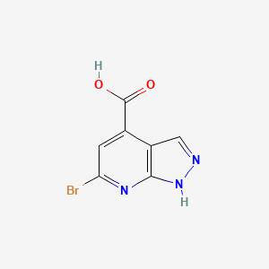 molecular formula C7H4BrN3O2 B3237915 6-Bromo-1H-pyrazolo[3,4-b]pyridine-4-carboxylic acid CAS No. 1396780-82-7