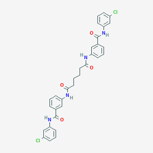 molecular formula C32H28Cl2N4O4 B323805 N,N'-bis{3-[(3-chlorophenyl)carbamoyl]phenyl}hexanediamide 