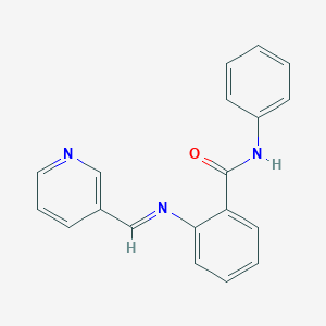 molecular formula C19H15N3O B323816 N-phenyl-2-[(3-pyridinylmethylene)amino]benzamide 