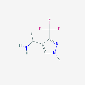 molecular formula C7H10F3N3 B3238325 1-(1-Methyl-3-(trifluoromethyl)-1H-pyrazol-4-yl)ethanamine CAS No. 1408279-85-5