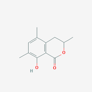 molecular formula C12H14O3 B3238365 1H-2-Benzopyran-1-one, 3,4-dihydro-8-hydroxy-3,5,7-trimethyl- CAS No. 141249-37-8
