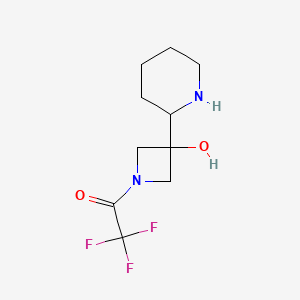 molecular formula C10H15F3N2O2 B3238567 Ethanone, 2,2,2-trifluoro-1-[3-hydroxy-3-(2-piperidinyl)-1-azetidinyl]- CAS No. 1415559-48-6