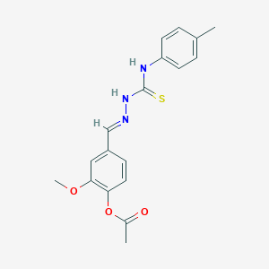 molecular formula C18H19N3O3S B323867 2-Methoxy-4-(2-{[(4-methylphenyl)amino]carbonothioyl}carbonohydrazonoyl)phenyl acetate 