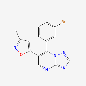 molecular formula C15H10BrN5O B3238682 5-(7-(3-Bromophenyl)-[1,2,4]triazolo[1,5-a]pyrimidin-6-yl)-3-methylisoxazole CAS No. 1416374-63-4