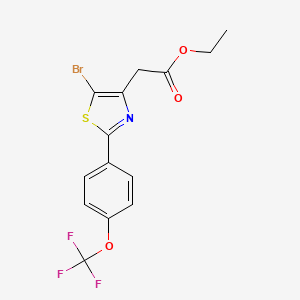 molecular formula C14H11BrF3NO3S B3238690 Ethyl 2-(5-bromo-2-(4-(trifluoromethoxy)phenyl)thiazol-4-YL)acetate CAS No. 1416437-97-2