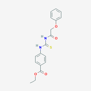 molecular formula C18H18N2O4S B323874 Ethyl 4-({[(phenoxyacetyl)amino]carbothioyl}amino)benzoate 