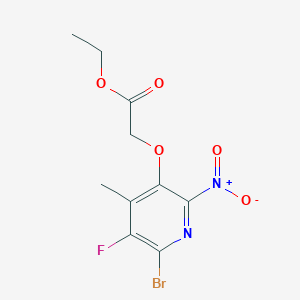 molecular formula C10H10BrFN2O5 B3238773 Ethyl 2-[(6-Bromo-5-fluoro-4-methyl-2-nitro-3-pyridyl)oxy]acetate CAS No. 1417554-27-8