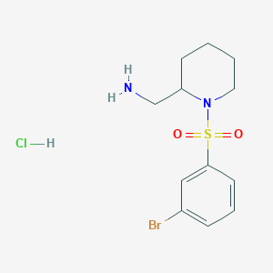 molecular formula C12H18BrClN2O2S B3238837 (1-((3-Bromophenyl)sulfonyl)piperidin-2-yl)methanamine hydrochloride CAS No. 1417793-00-0