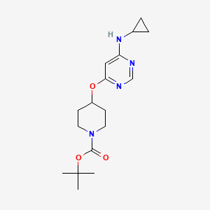 molecular formula C17H26N4O3 B3238890 tert-Butyl 4-((6-(cyclopropylamino)pyrimidin-4-yl)oxy)piperidine-1-carboxylate CAS No. 1417793-41-9