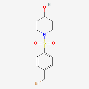 molecular formula C12H16BrNO3S B3238908 1-((4-(Bromomethyl)phenyl)sulfonyl)piperidin-4-ol CAS No. 1417793-62-4