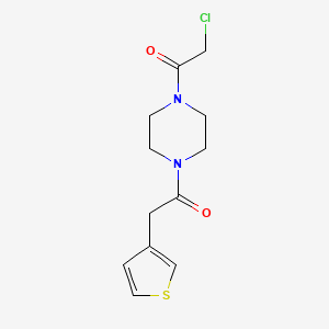 molecular formula C12H15ClN2O2S B3238935 2-Chloro-1-(4-(2-(thiophen-3-yl)acetyl)piperazin-1-yl)ethanone CAS No. 1417793-93-1