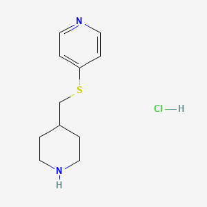 molecular formula C11H17ClN2S B3238949 4-((Piperidin-4-ylmethyl)thio)pyridine hydrochloride CAS No. 1417793-98-6