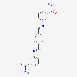 molecular formula C22H18N4O2 B323895 3-{[4-({[3-(Aminocarbonyl)phenyl]imino}methyl)benzylidene]amino}benzamide 