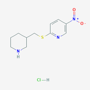 molecular formula C11H16ClN3O2S B3239007 5-Nitro-2-((piperidin-3-ylmethyl)thio)pyridine hydrochloride CAS No. 1417794-51-4
