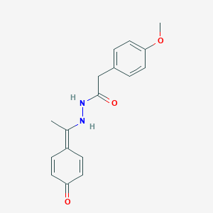 molecular formula C17H18N2O3 B323902 2-(4-methoxyphenyl)-N'-[1-(4-oxocyclohexa-2,5-dien-1-ylidene)ethyl]acetohydrazide 