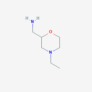 molecular formula C7H16N2O B3239025 (4-Ethylmorpholin-2-yl)methanamine CAS No. 141814-56-4