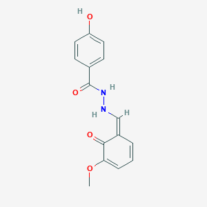 4-hydroxy-N'-[(Z)-(5-methoxy-6-oxocyclohexa-2,4-dien-1-ylidene)methyl]benzohydrazide