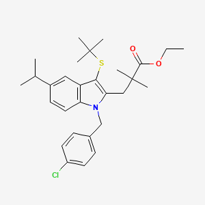 molecular formula C29H38ClNO2S B3239056 1H-Indole-2-propanoic acid, 1-[(4-chlorophenyl)methyl]-3-[(1,1-dimethylethyl)thio]-, alpha,alpha-dimethyl-5-(1-methylethyl)-, ethyl ester CAS No. 141863-04-9