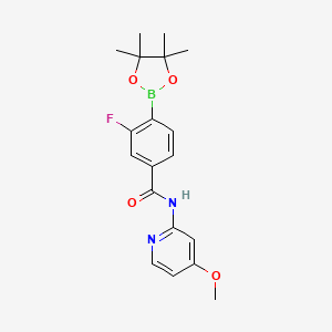 molecular formula C19H22BFN2O4 B3239075 Benzamide,3-fluoro-N-(4-methoxy-2-pyridinyl)-4-(4,4,5,5-tetramethyl-1,3,2-dioxaborolan-2-yl)- CAS No. 1419221-64-9