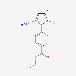 molecular formula C15H13ClN2O2 B3239085 Ethyl 4-(2-chloro-5-cyano-3-methyl-1H-pyrrol-1-yl)benzoate CAS No. 142015-90-5