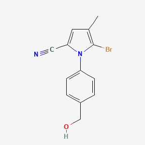 molecular formula C13H11BrN2O B3239100 5-Bromo-1-(4-(hydroxymethyl)phenyl)-4-methyl-1H-pyrrole-2-carbonitrile CAS No. 142015-94-9