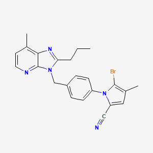 molecular formula C23H22BrN5 B3239116 5-Bromo-4-methyl-1-(4-((7-methyl-2-propyl-3H-imidazo[4,5-b]pyridin-3-yl)methyl)phenyl)-1H-pyrrole-2-carbonitrile CAS No. 142016-06-6