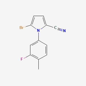 molecular formula C12H8BrFN2 B3239147 5-Bromo-1-(3-fluoro-4-methylphenyl)-1H-pyrrole-2-carbonitrile CAS No. 142045-52-1