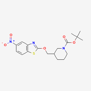 molecular formula C18H23N3O5S B3239241 tert-Butyl 3-(((5-nitrobenzo[d]thiazol-2-yl)oxy)methyl)piperidine-1-carboxylate CAS No. 1420830-65-4