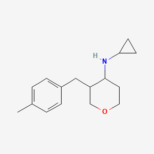 molecular formula C16H23NO B3239262 N-cyclopropyl-3-(4-methylbenzyl)tetrahydro-2H-pyran-4-amine CAS No. 1420838-73-8