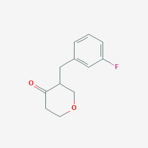 molecular formula C12H13FO2 B3239281 3-(3-fluorobenzyl)dihydro-2H-pyran-4(3H)-one CAS No. 1420843-78-2