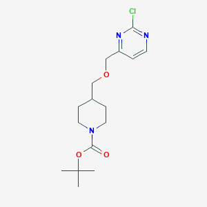molecular formula C16H24ClN3O3 B3239286 tert-Butyl 4-(((2-chloropyrimidin-4-yl)methoxy)methyl)piperidine-1-carboxylate CAS No. 1420844-81-0