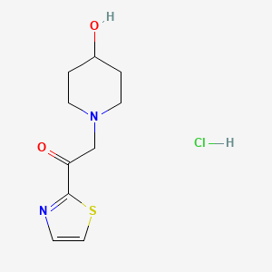molecular formula C10H15ClN2O2S B3239290 2-(4-Hydroxypiperidin-1-yl)-1-(thiazol-2-yl)ethanone hydrochloride CAS No. 1420844-90-1