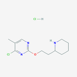 molecular formula C12H19Cl2N3O B3239291 4-Chloro-5-methyl-2-(2-(piperidin-2-yl)ethoxy)pyrimidine hydrochloride CAS No. 1420844-91-2