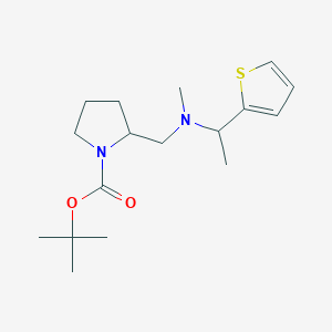 molecular formula C17H28N2O2S B3239308 tert-Butyl 2-((methyl(1-(thiophen-2-yl)ethyl)amino)methyl)pyrrolidine-1-carboxylate CAS No. 1420853-11-7