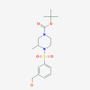 molecular formula C17H25BrN2O4S B3239344 tert-Butyl 4-((3-(bromomethyl)phenyl)sulfonyl)-3-methylpiperazine-1-carboxylate CAS No. 1420866-01-8