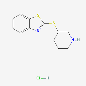 molecular formula C12H15ClN2S2 B3239433 2-(Piperidin-3-ylthio)benzo[d]thiazole hydrochloride CAS No. 1420955-12-9