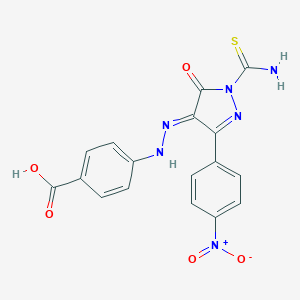molecular formula C17H12N6O5S B323948 4-[(2E)-2-[1-carbamothioyl-3-(4-nitrophenyl)-5-oxopyrazol-4-ylidene]hydrazinyl]benzoic acid 